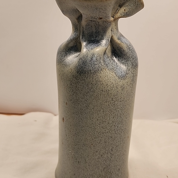 Vintage Studio Pottery Gunny Sack Vase Signed Canada 1970's Blue Grey Gray Glaze - Picture 3 of 13